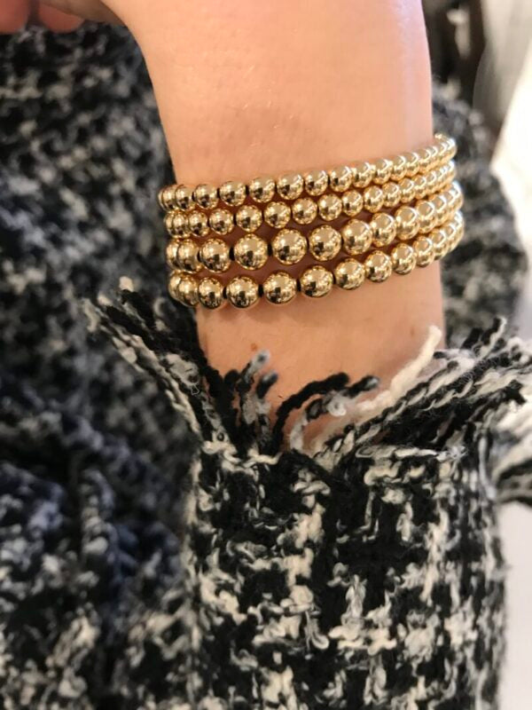 3mm, 4mm, 5mm and 6mm Beads Bracelet in Gold-Filled, Beaded Bracelets 5mm| 1 Bracelet